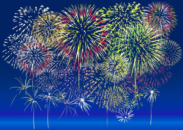 花火大会イラスト、札幌豊平川花火大会イメージ