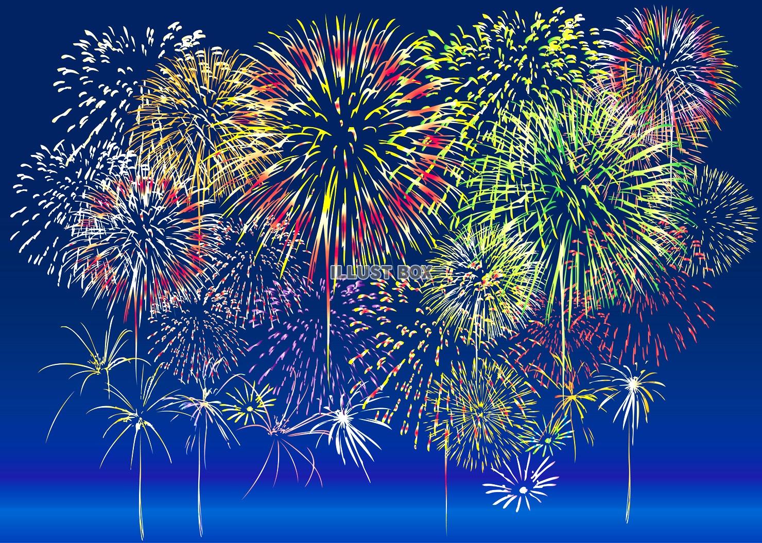 花火大会イラスト、札幌豊平川花火大会イメージ