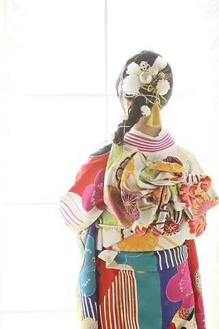 振袖レンタル後ろ姿の髪型、振袖一本結び