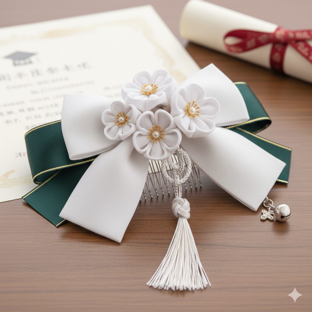 小学校卒業式の袴レンタルにおすすめのリボンの髪飾りの写真