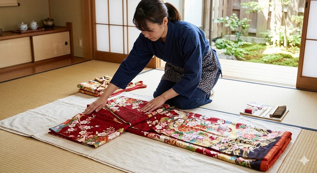 振袖や訪問着の畳み方の写真